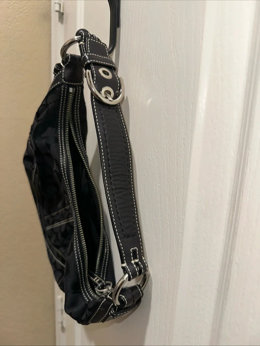 Vintage Coach Vintage Black Signature Canvas Hobo/Crescent Bag 10073